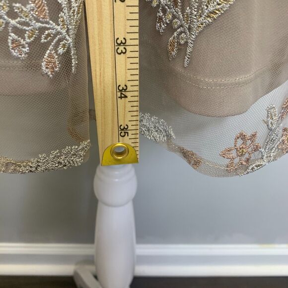 Calvin Klein Embroidered Dress Lace Mesh Sheer Metallic Cocktail Formal Wedding - Picture 13 of 14